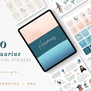 WODNIK Podnoszące na duchu cytaty Goodnotes Cyfrowe naklejki, inspirujące i motywujące cytaty, Wodnik Znak zodiaku Goodnotes Cyfrowe naklejki