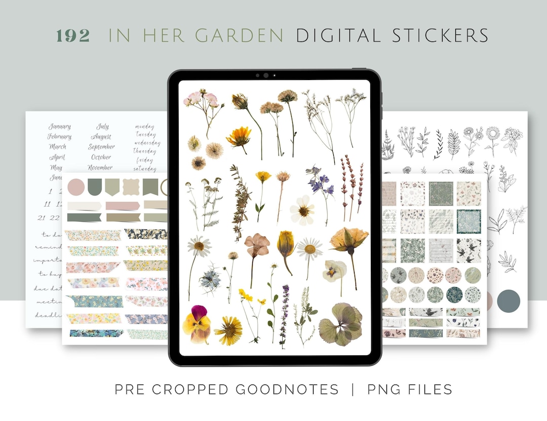 In Her Garden Goodnotes Stickers | Botanical, Garden Digital Planner ...