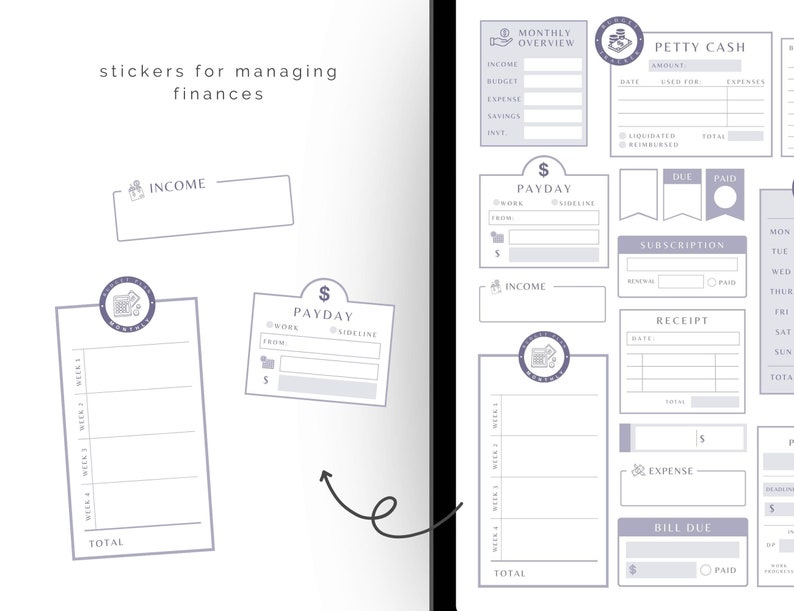 Finance and Budget Digital Stickers for Goodnotes Money Etsy