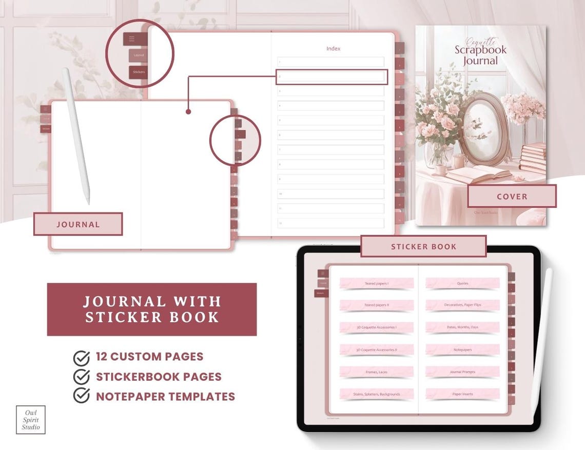 Aesthetic Scrapbook Journal, Aesthetic Digital Journal, Coquette ...