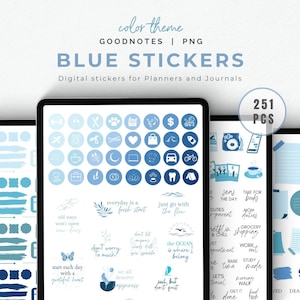 BLUE Digital Stickers for Ipad and Tablet, Digital Planner Stickers, Winter Goodnotes Stickers, Winter Season Stickers, Quotes Stickers
