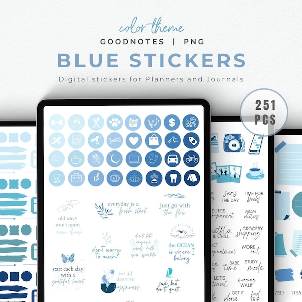 Blue Goodnotes Stickers - Etsy