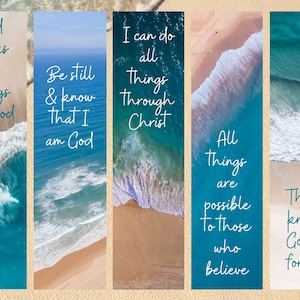 Christian Bookmarks | Religious Bookmark |Bible Verse Bookmarks | Scripture Bookmarks | Bible Bookmarks | Beach Bookmarks | Summer Bookmarks