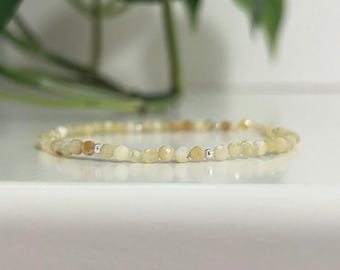 Yellow Opal Sterling Silver Bracelet: Minimalist Crystal Stretch Jewelry
