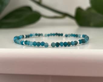 Apatite Gemstone Bracelet: Sterling Silver Stacking Jewelry