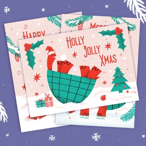 Set di cartoline di Natale tartarughe da 3 / A6 Multipack / Progettato e realizzato nel Regno Unito / Eco-friendly / ForTurtle e Tartarughe appassionati
