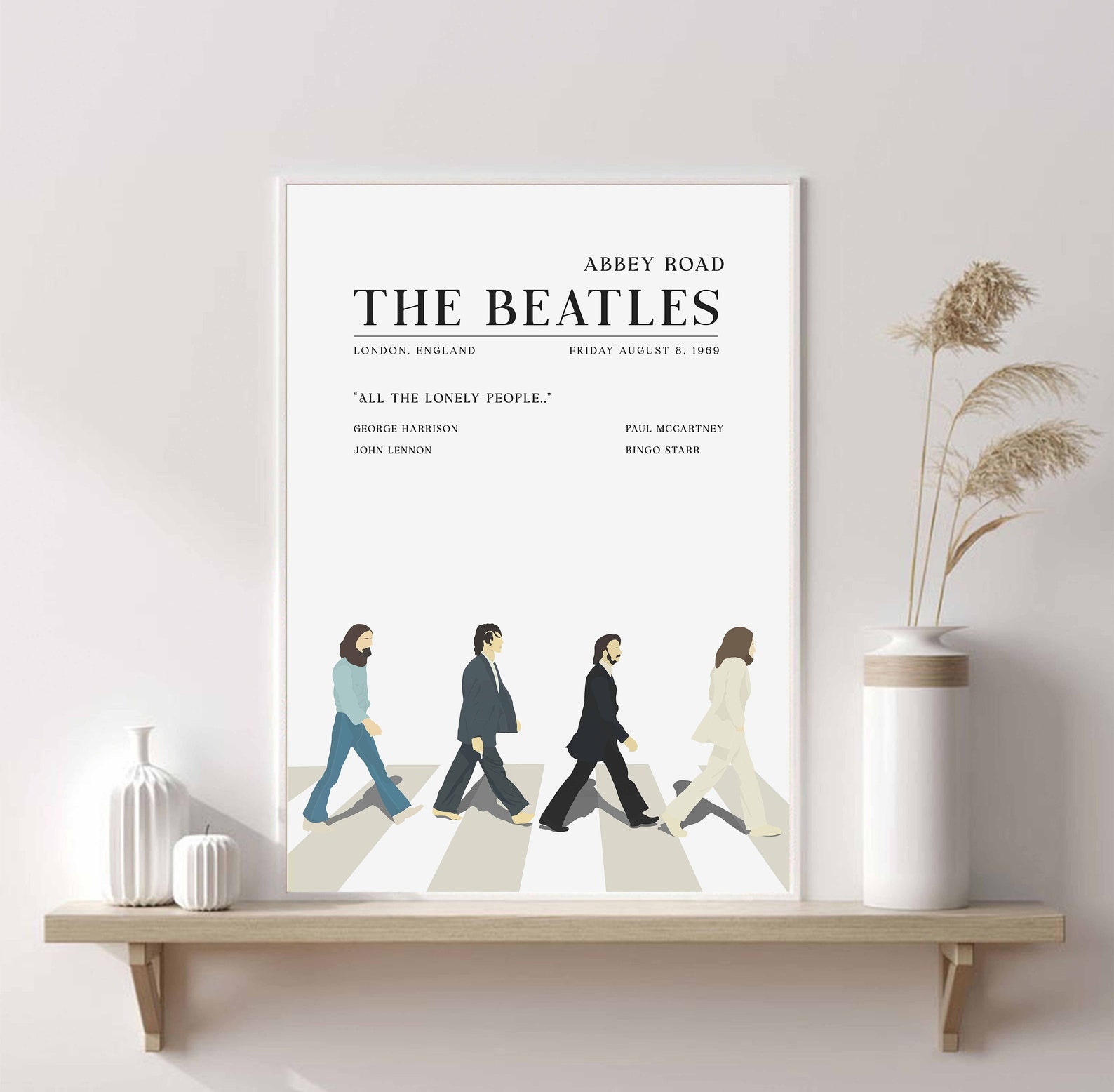 The Beatles Poster Abbey Road Minimalist Music Poster Wall Art Vintage