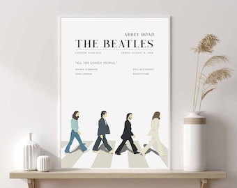 The Beatles Poster | Abbey Road| Minimalist Music Poster | Wall Art | Vintage Art Print | Wall Decor | Custom Poster