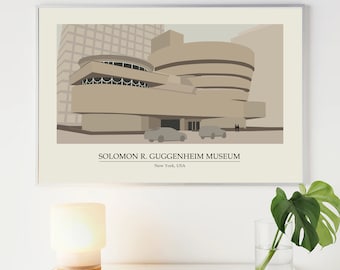 Museo Solomon R. Guggenheim l Arquitectura de Nueva York l Ilustración digital l Arte mural l Obra de arte l Descarga instantánea