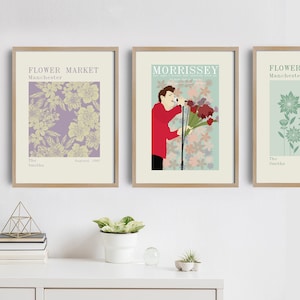Morrissey 3er-Set Drucke l Blumenmarkt Print l Digitale Illustration l Wandkunst l Kunstwerk l Sofortiger Download l Ausstellungswandkunst