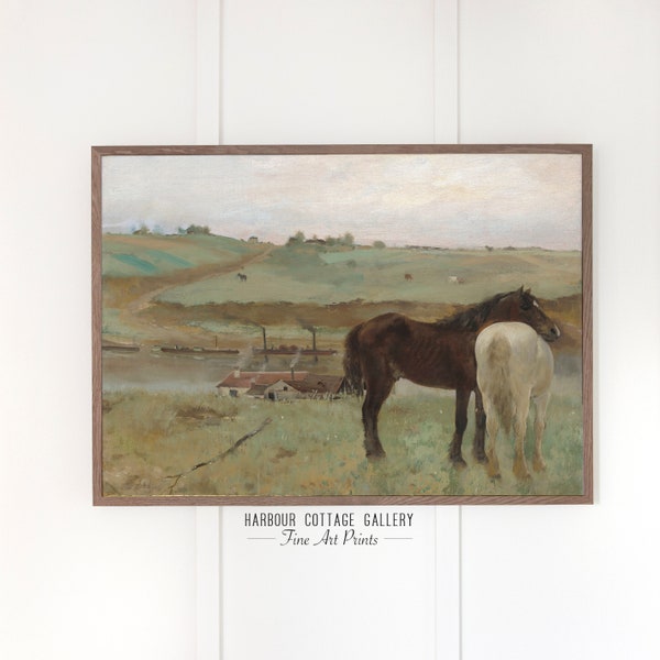 Antique Horse Painting in Oils, Modern Farmhouse Wall Decor | 152 Horses