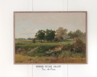 Oil Paints Painting, Serene Landscape Painting Pastoral Art Print  | 401 River