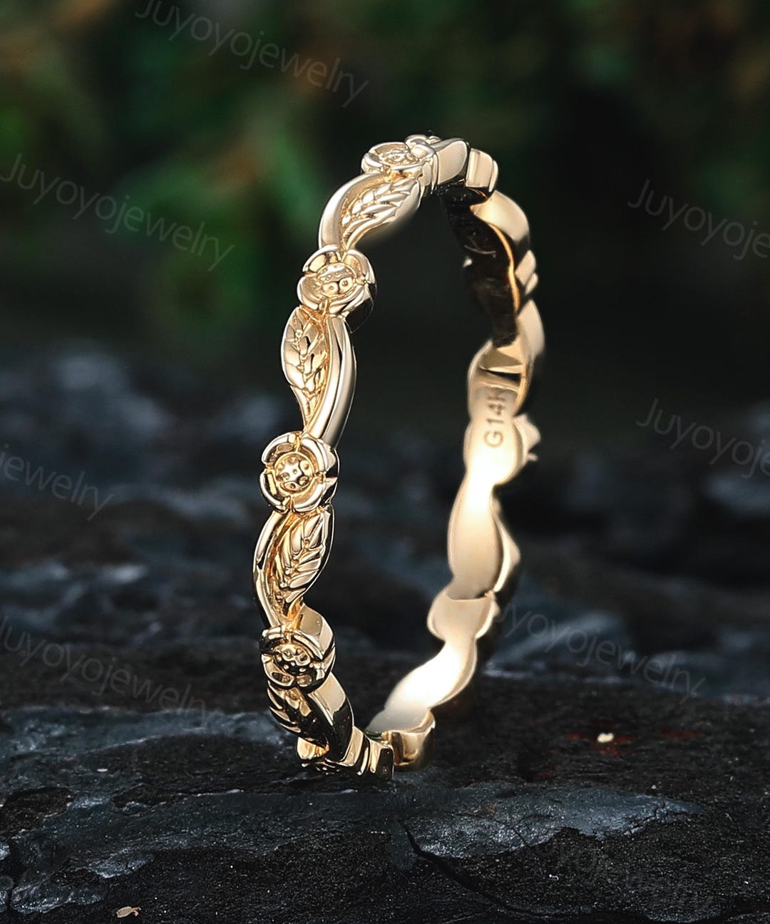 Vintage Solid Gold Wedding Band 14k Yellow Gold Wedding Band Women ...