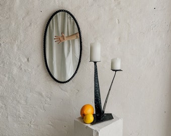 Lustro owalne vintage / metaloplastyka prl / vintage mirror