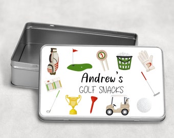 Personalised Goft Tin, Golf Storage Tin, Golf Gift, Golf Snack Tin, Gift for her, Gift for him