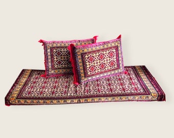 Set von 1 Boden Sofabezug + 2 Kissenbezüge Afghan Tohsak, Arabisch Marokkanisch Diwan Majlis Jalsa, Geschenk für neues afghanisches Paar (nur 3 Teile)