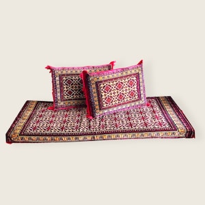 Set of 1 floor sofa cover + 2 pillows covers Afghan tohsak, Arabic Moroccan Diwan Majlis Jalsa, gift for new afghan couple (cover only 3pcs)