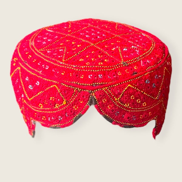 cappello pakistano, berretto rosso fatto a mano Sindhi topi, cappello Sindhi tradizionale unisex, sindhi topi, cappello sindhi, cappello indiano