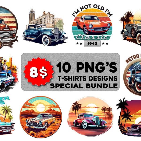 Vintage car designs, classic car bundle png, old car bundle png, classic car designs png, 1940's car png, digital download
