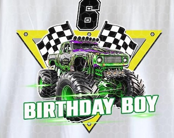 Editable Age and Text Monster Truck Birthday PNG | Personalized Monster Truck Age and Text Design For Birthday Party High Definition