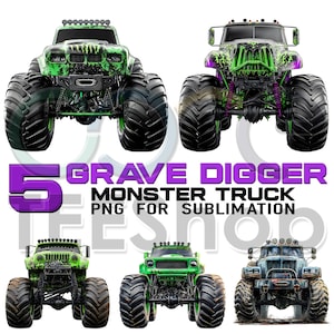 Monstertruck High Definition PNG | Grave Digger Monstertruck png | Grave Digger PNG | Monstertruck-födelsedagspojke PNG för sublimering bild 1
