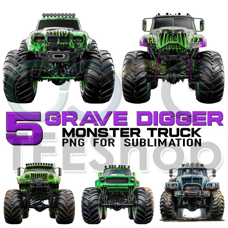 Monstertruck High Definition PNG | Grave Digger Monstertruck png | Grave Digger PNG | Monstertruck-födelsedagspojke PNG för sublimering bild 1