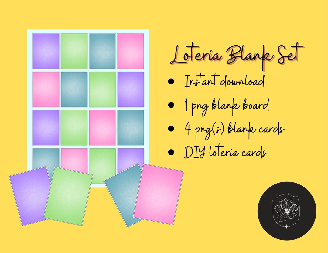 DIY Loteria Card, Blank Loteria Card, Instant Download, Pastel Loteria