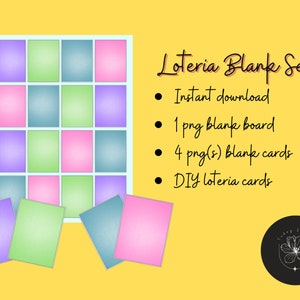 Tarjeta de Loteria DIY, Tarjeta de Loteria en blanco, Descarga instantánea, Tarjeta de Loteria Pastel, Loteria, Imprimible