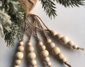 Ciondolo per albero di Natale con ghiacciolo perline di legno | Decorazioni per l'albero di Natale | Ciondolo natalizio | Decorazione natalizia | Decorazione boho | regalo di Natale