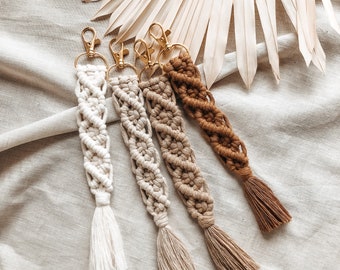 Porte-clés en macramé | Bohème | Porte-clés | Lanière | Cadeau invité de mariage | Cadeau de Noël | Cadeau fête des mères