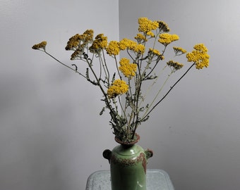 Dried Yellow Yarrow Bunch, Natural Floral Arrangement, Home Decor, 10 Stems