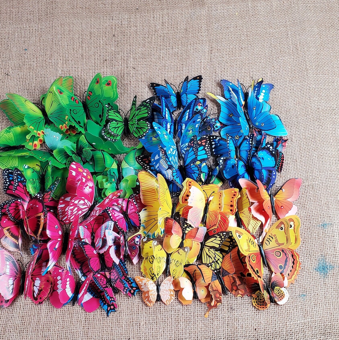 12pcs/set 3D Butterfly Wall Stickers, Choose Color, Art DIY PVC