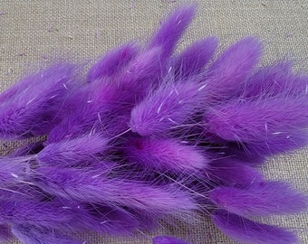 Purple Dried Bunny Tail Grass Stems: Boho Wedding Decor