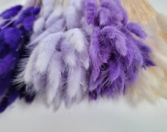 Purple Dried Bunny Tail Grass Stems: Boho Wedding Decor