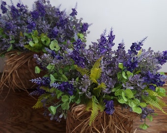 Wall Basket, Silk Flowers Basket, Door Basket, Lilac/ Lavender, Wall Hanging Basket, DIY Basket for Front Door, Summer Door Bucket Wreath