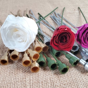 10 Preserved Rose Stems: DIY Wedding Floral Arrangement, 8" Tall