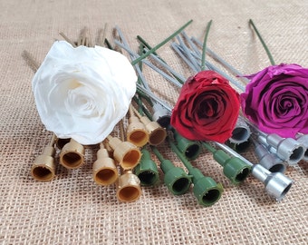 10 Preserved Rose Plastic stems Home decor Wedding decor stem flower plastic stem DIY Floral arrangement Rose stem 8" Tall