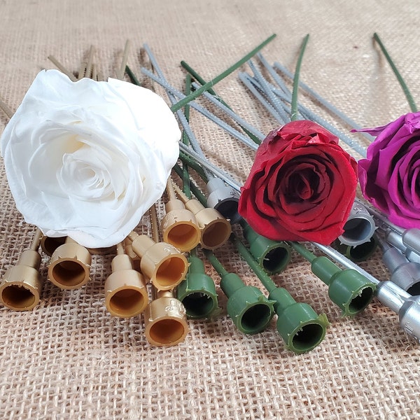 10 Preserved Rose Plastic stems Home decor Wedding decor stem flower plastic stem DIY Floral arrangement Rose stem 8" Tall