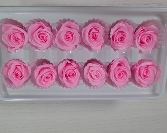 12Pcs Pink Rose/ Preserved Rose, Wedding Rose For DIY Floral Arrangements, Boutonniere, Preserved Flower, Gift Rose - 8oz