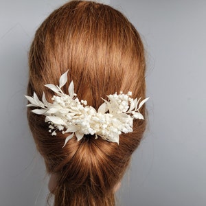 Baby's Breath And Ruscus Leaves Hair Comb For Weddings, Bridal Hair Clip, Boho Bridal Hair Pins, Dried Flower Comb, Greenery For Bridal Hair