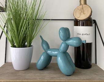 Teal Blue Balloon Dog Statue Sculpture | Pop Art Home Decor Sculpture Ornament Quirky Modern Art (7x7 inch) Decorations interior Ideas Gifts