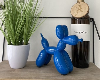 Brilliant Blue Balloon Dog Statue Sculpture | Pop Art Home Decor Sculpture Ornament Quirky Modern Art (7x7 inch) Decorations interior Ideas