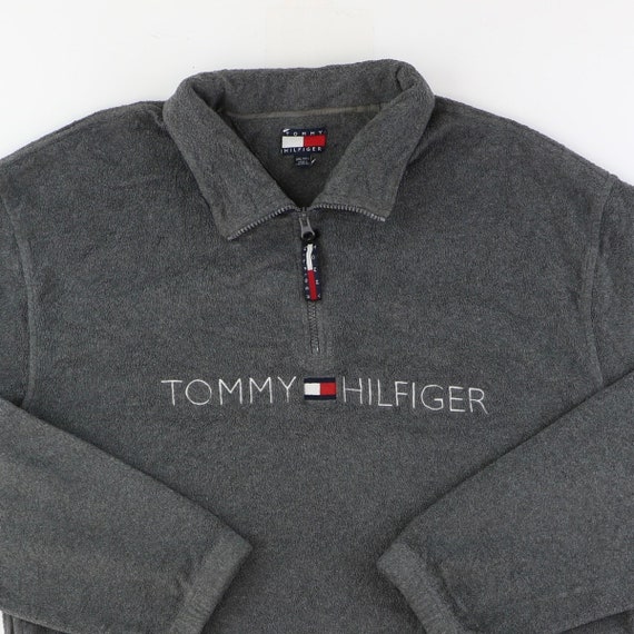 Tommy Hilfiger Quarter Zip Fleece Vintage 1/4 Zip Grey Size -