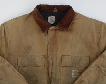 Carhartt Faded Tan Canvas Zip Jacket XL - Etsy