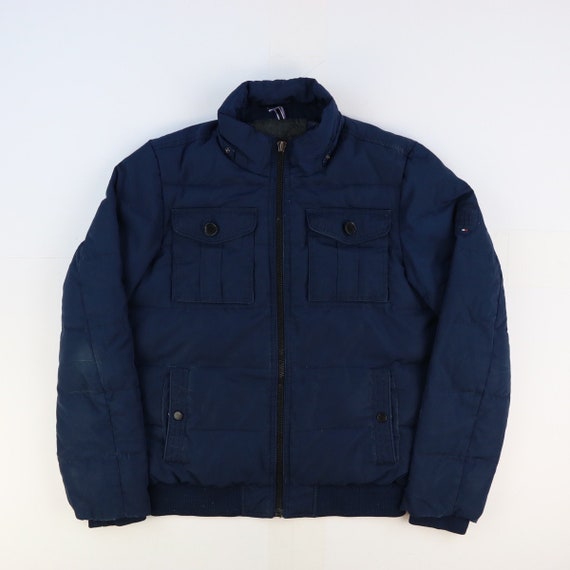 Hilfiger Jacket Coat Vintage Utility Pockets Puffer Navy -