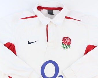 Nike Rugby Polo Shirt 90s England White 