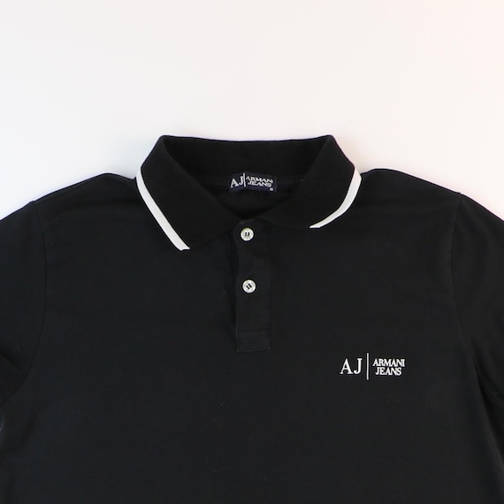 Armani Jeans Polo T-shirt 90s Tee Button Down Black - Etsy