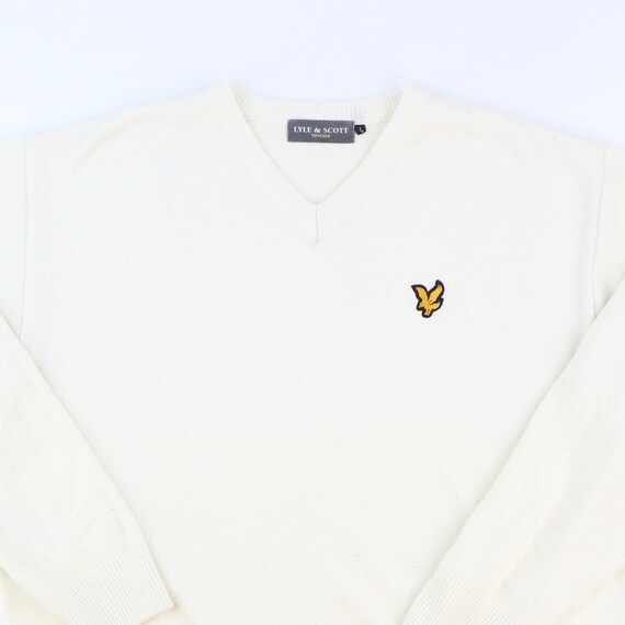 DreamVintageWorld Lyle _ Scott Jumper 90s Sweater Vintage Sweatshirt Retro White Size Large