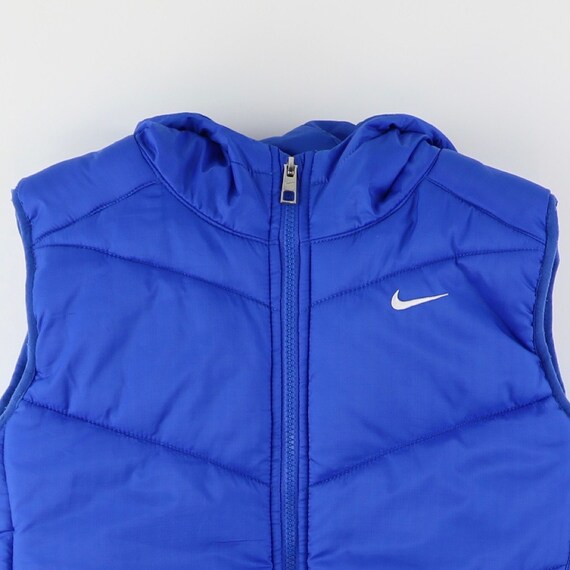 Nike Gilet 90s Puffer Waistcoat Hooded Blue Size Small Label Kids M Fits Small