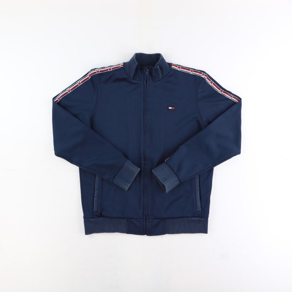 Tommy Hilfiger Jacket 90s Zip up Printed Logo Navy Size - New Zealand